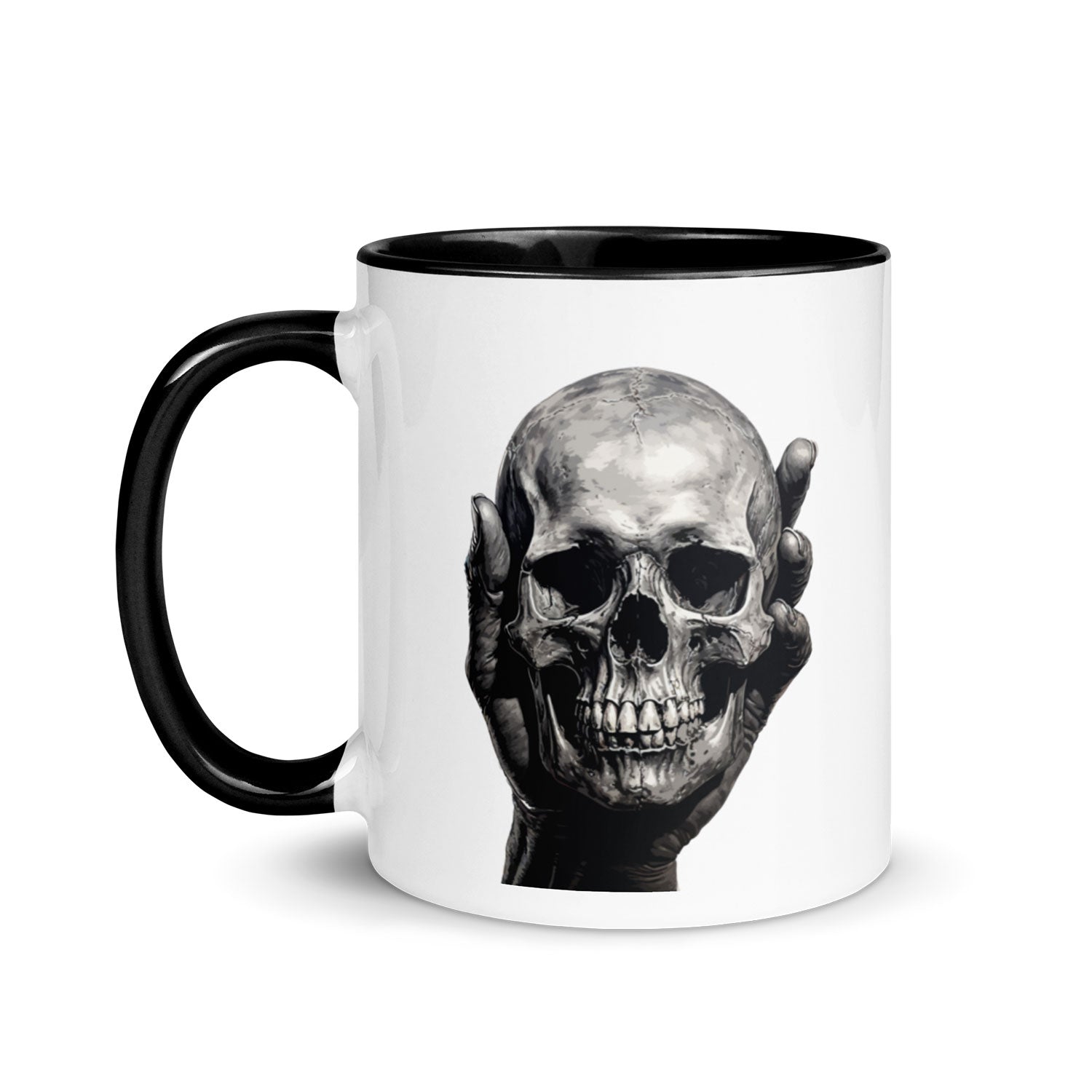 Alas Poor Yorick Black White Glossy Ceramic Mug 1