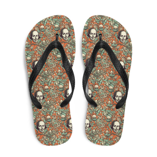 Shakespearian Pattern Rubber Sole Flip Flops 1