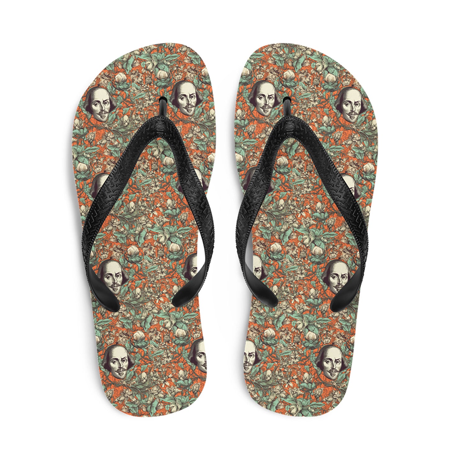 Shakespearian Pattern Rubber Sole Flip Flops 1