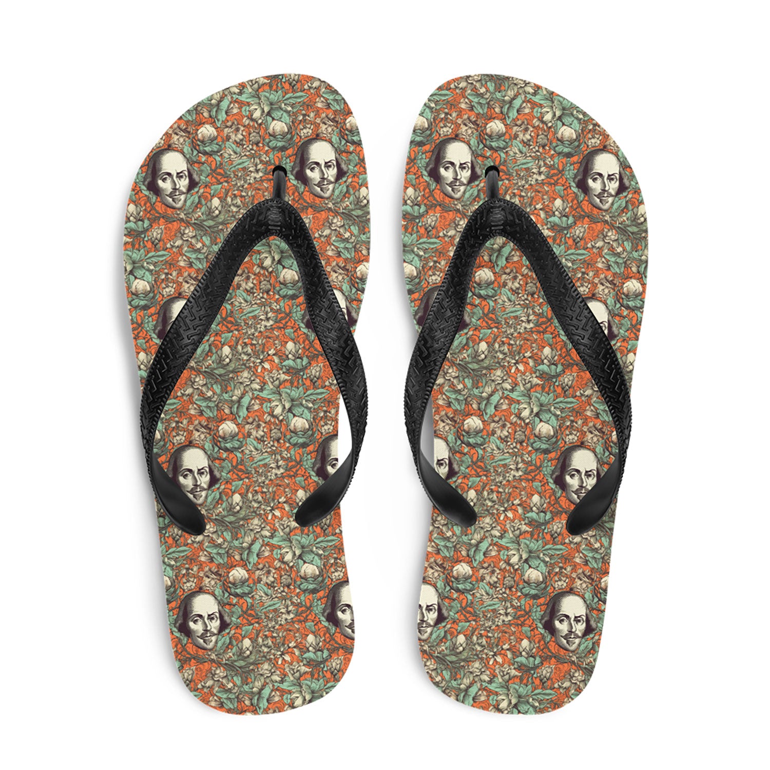 Shakespearian Pattern Rubber Sole Flip Flops 1